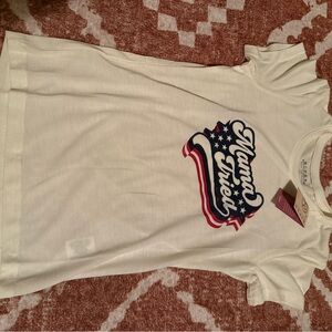 Roper White Kids' Short Sleeve Tee with Red & Blue 'Mama Tries' Graphic